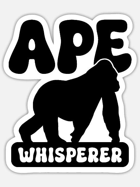 Affenflüsterer - Sticker Größe S (10 x 10 cm) - Mattweiß