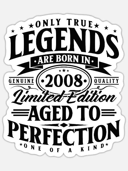 2008 Jahrgang geboren Geburtstag Vintage Geschenk - Sticker Größe S (10 x 10 cm) - Mattweiß