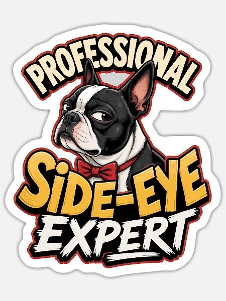 Boston Terrier - Sticker Größe S (10 x 10 cm) - Mattweiß