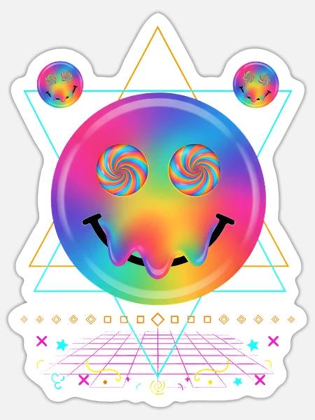 Trippy Batik-Hippie-Rave-Techno - Sticker Größe S (10 x 10 cm) - Mattweiß