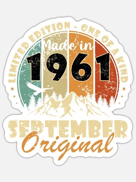65. Geburtstag Geschenk Original September 1961 - Sticker Größe S (10 x 10 cm) - Mattweiß