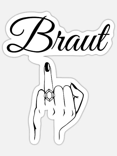 Braut Mittelfinger Ring - Sticker Größe S (10 x 10 cm) - Mattweiß