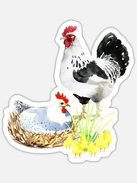 Huhn Hühner Geflügel Landwirt Ei Haustier - Sticker Größe S (10 x 10 cm) - Mattweiß