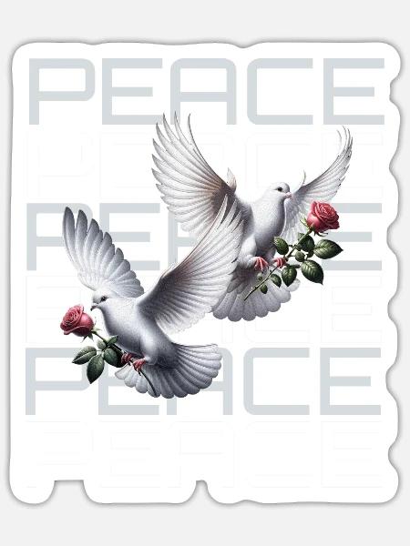 Friedentauben mit Rosenbändern - Sticker Größe S (10 x 10 cm) - Mattweiß