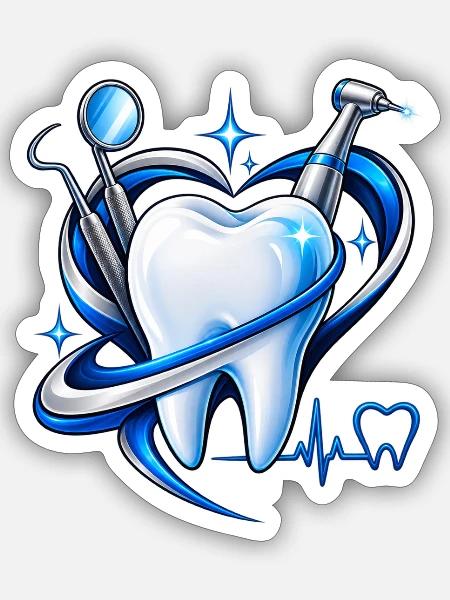 Zahnherz Dental Kraft - Sticker Größe S (10 x 10 cm) - Mattweiß