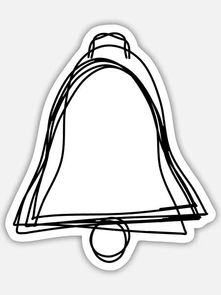 Glocke handgezeichnet - Sticker Größe S (10 x 10 cm) - Mattweiß