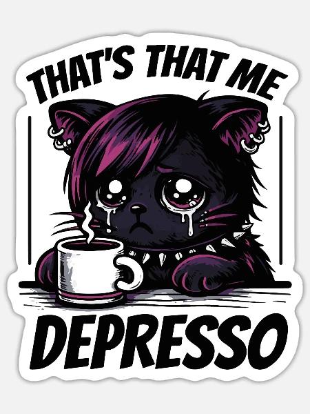 Lustiger Kaffee Katzen - Sticker Größe S (10 x 10 cm) - Mattweiß