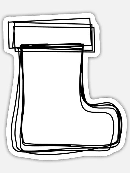 Nikolausstiefel handgezeichnet - Sticker Größe S (10 x 10 cm) - Mattweiß