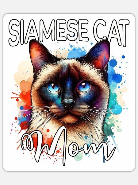 Siamkatze Mama - Sticker Größe S (10 x 10 cm) - Mattweiß