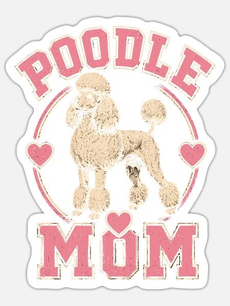 Pudel Mama Herzdesign - Sticker Größe S (10 x 10 cm) - Mattweiß
