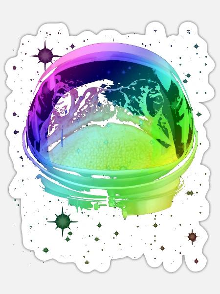 Weltraumfroschhelm - Sticker Größe S (10 x 10 cm) - Mattweiß