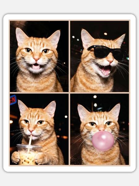 Katzen orange Tabby Katze - Sticker Größe S (10 x 10 cm) - Mattweiß