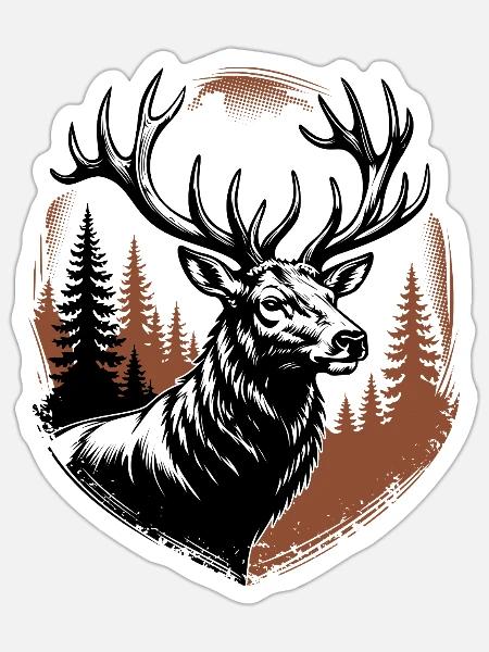 Hirsch - Sticker Größe S (10 x 10 cm) - Mattweiß