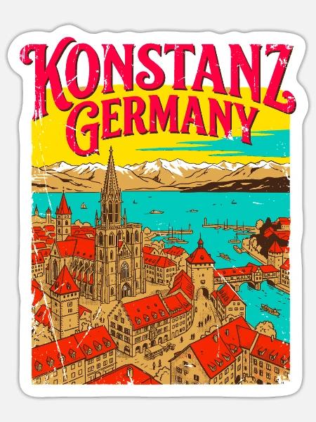 Welcome To Konstanz Germany Cityscape Novelty - Sticker Größe S (10 x 10 cm) - Mattweiß