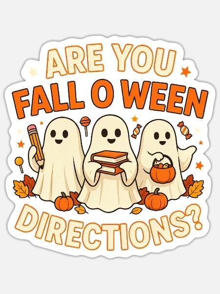 Halloween-Geistertrio mit Büchern - Sticker Größe S (10 x 10 cm) - Mattweiß