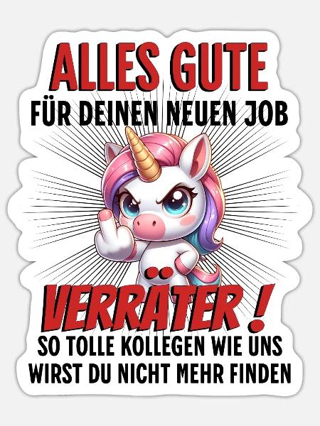 Einhorn Kollegen Abschied - Sticker Größe S (10 x 10 cm) - Mattweiß