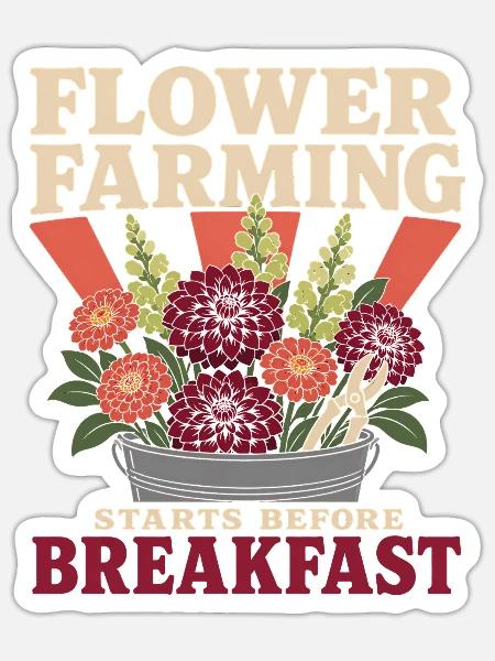 Blumenbauern Schnittblumenzüchter Blumenfarm - Sticker Größe S (10 x 10 cm) - Mattweiß