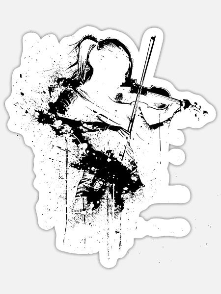 Geigerin Grafik - Sticker Größe S (10 x 10 cm) - Mattweiß