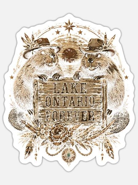 Ontario Forever Beavers Rustic Sign - Sticker Größe S (10 x 10 cm) - Mattweiß