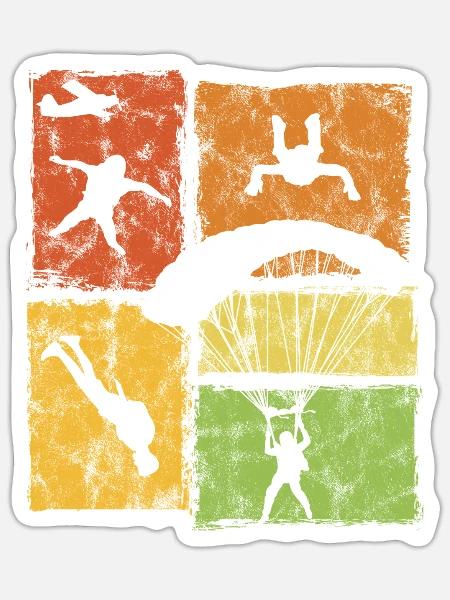 Fallschirmspringer Freifall mit Fallschirm - Sticker Größe S (10 x 10 cm) - Mattweiß