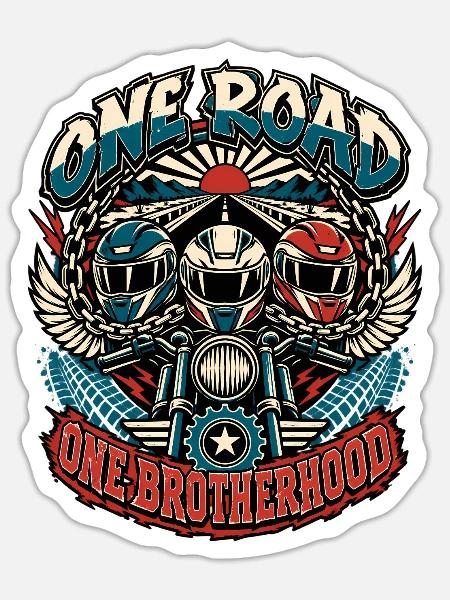 Eine Route, eine Biker-Bruderschaft - Sticker Größe S (10 x 10 cm) - Mattweiß