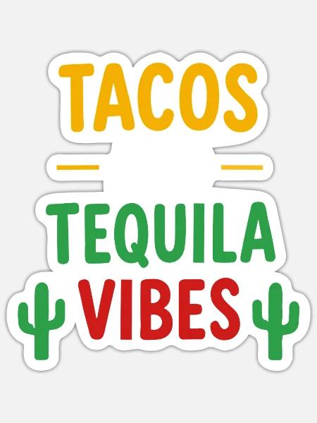 Tacos und Tequila-Vibes - Sticker Größe S (10 x 10 cm) - Mattweiß