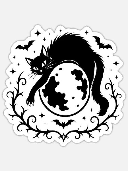 Mystische Katze - Sticker Größe S (10 x 10 cm) - Mattweiß