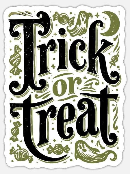 Trick or Treat Halloween Kostüm - Sticker Größe S (10 x 10 cm) - Mattweiß