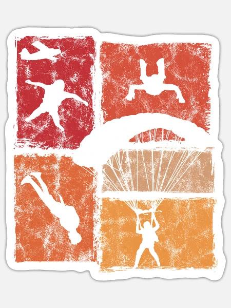Fallschirmspringer Absprung Freifall Fallschirm - Sticker Größe S (10 x 10 cm) - Mattweiß