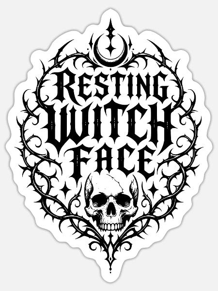 Resting Witch Face - Sticker Größe S (10 x 10 cm) - Mattweiß