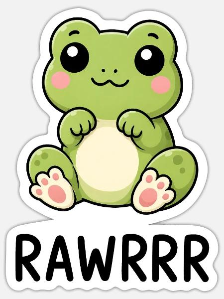 Süßer Frosch Lustiger Cartoon - Sticker Größe S (10 x 10 cm) - Mattweiß
