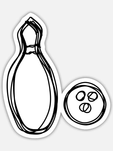 Kegel handgezeichnet - Sticker Größe S (10 x 10 cm) - Mattweiß