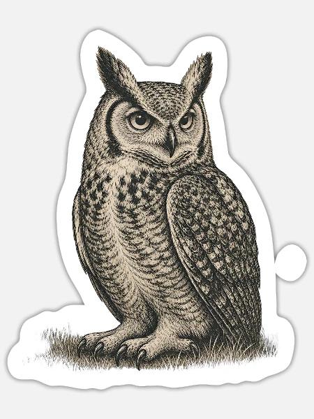 Eule - Sticker Größe S (10 x 10 cm) - Mattweiß