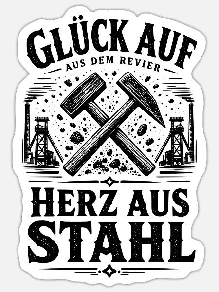 Ruhrpott Glück Auf - Sticker Größe S (10 x 10 cm) - Mattweiß