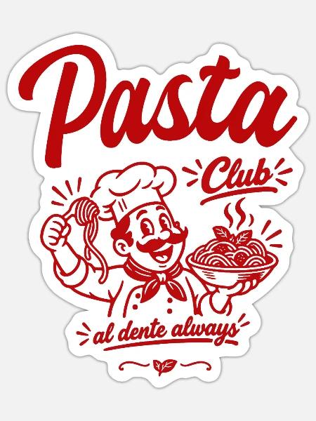 Pasta Club - Sticker Größe S (10 x 10 cm) - Mattweiß