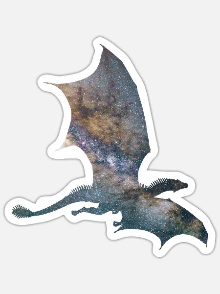 Drache Sternenhimmel - Sticker Größe S (10 x 10 cm) - Mattweiß
