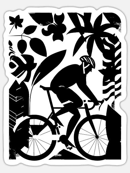 Radfahrer Cartoon Stil - Sticker Größe S (10 x 10 cm) - Mattweiß
