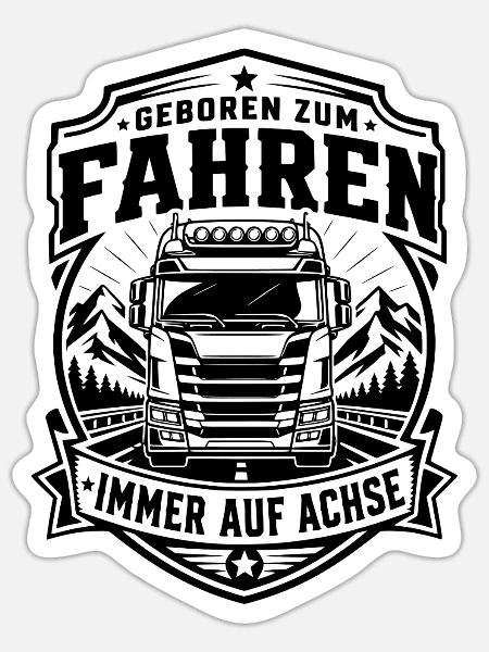 LKW Fahrer - Sticker Größe S (10 x 10 cm) - Mattweiß