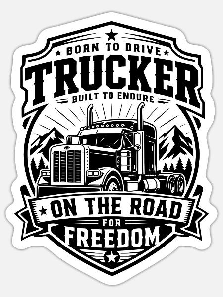 Trucker Freiheit - Sticker Größe S (10 x 10 cm) - Mattweiß