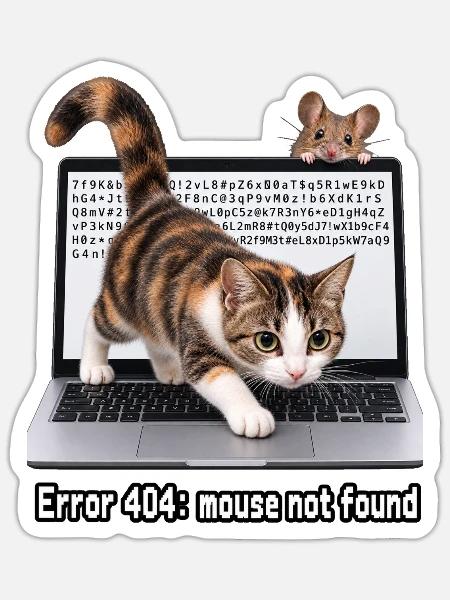 Computermaus - Sticker Größe S (10 x 10 cm) - Mattweiß