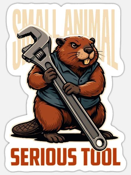 Werkzeug-Biber - Sticker Größe S (10 x 10 cm) - Mattweiß