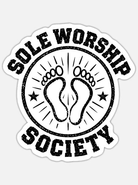 Sole Worship Society Vintage-Fußfetisch-Design - Sticker Größe S (10 x 10 cm) - Mattweiß