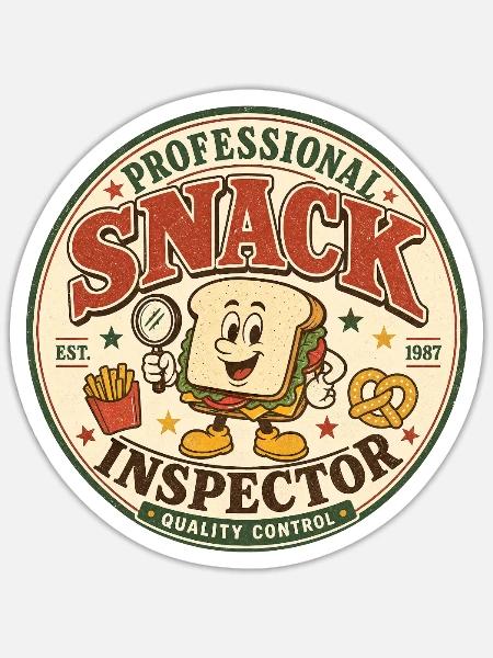 Professional Snack Inspector – Vintage Food - Sticker Größe S (10 x 10 cm) - Mattweiß
