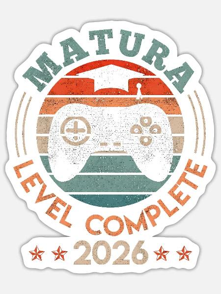 Matura Level Complete Gamer - Sticker Größe S (10 x 10 cm) - Mattweiß