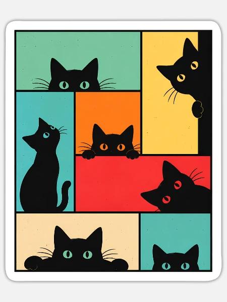 Katze, Süßes Kätzchen, Lustige Katze - Sticker Größe S (10 x 10 cm) - Mattweiß