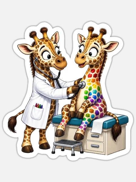 Giraffe Vielfalt – Inklusion & Akzeptanz - Sticker Größe S (10 x 10 cm) - Mattweiß