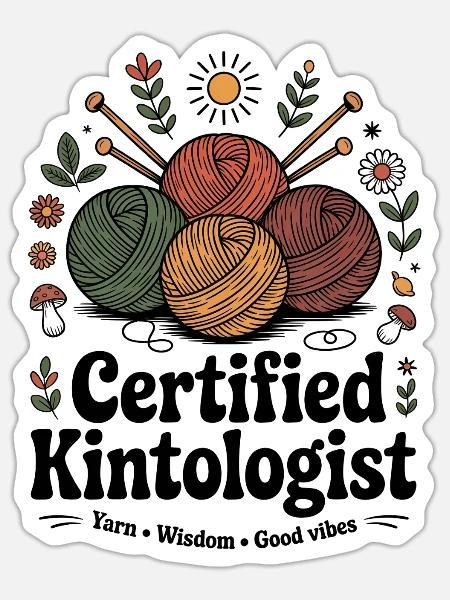 Knitting Lover – Yarn & Stricken Design - Sticker Größe S (10 x 10 cm) - Mattweiß