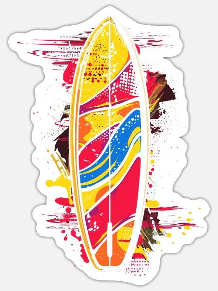 Surfbrett Graffiti - Sticker Größe S (10 x 10 cm) - Mattweiß