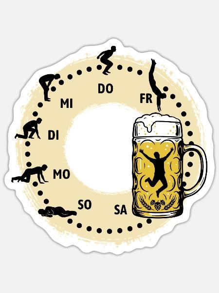 Bier Woche | Evolution | Bierglas | Saufen - Sticker Größe S (10 x 10 cm) - Mattweiß