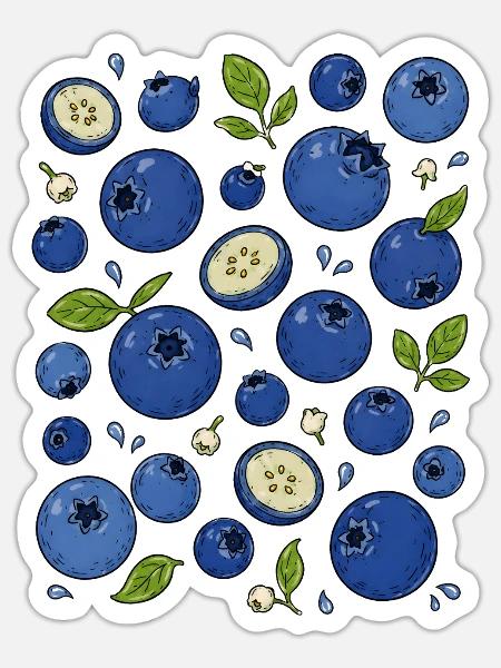 Blaubeeren | Beeren & Botanik - Sticker Größe S (10 x 10 cm) - Mattweiß